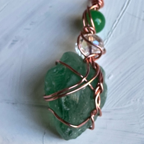 Handmade Pendant Sea Beach Glass, Necklace, Wire Wrapped Artisan 4226 Y - Picture 4 of 11
